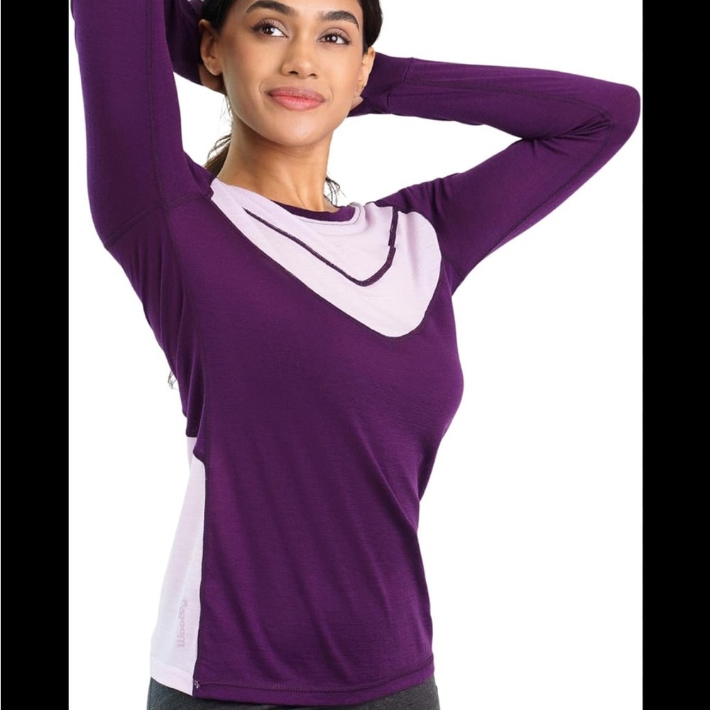 Woolly Women’s Merino Wool Wicking Breathable Long Sleeve Size L Purple Violet